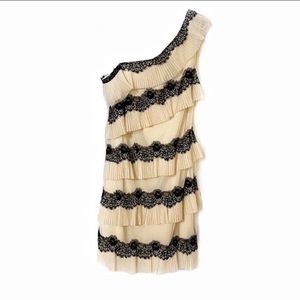 Max and Cleo Layered Lace One Shoulder Dress